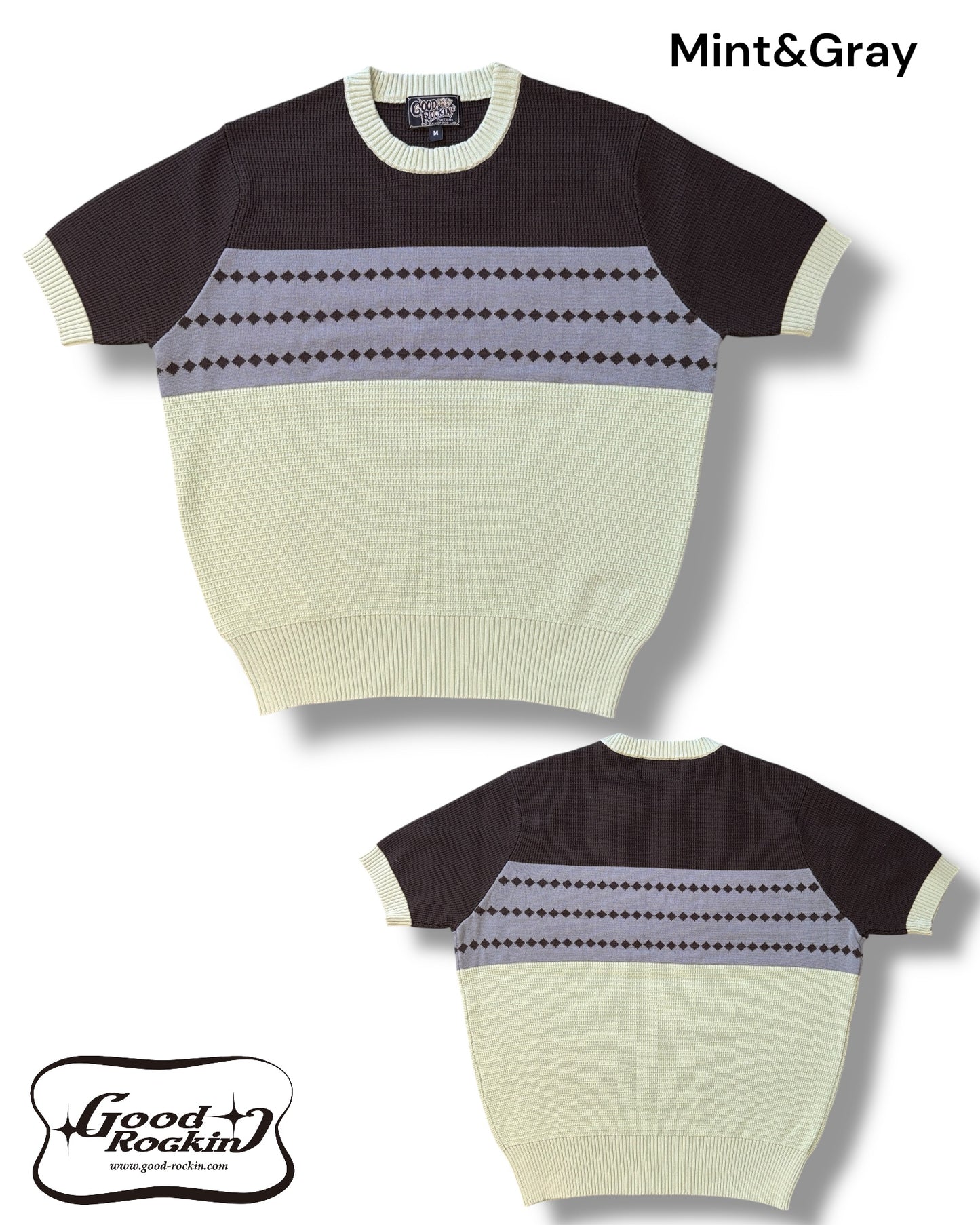 Vintage style summer sweater「Diamond Pattern 」/ヴィンテージスタイルサマーセーター「ダイアモンドパターン」