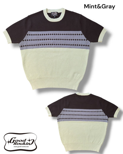 Vintage style summer sweater「Diamond Pattern 」/ヴィンテージスタイルサマーセーター「ダイアモンドパターン」