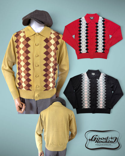 Shirt Collar Cardigan「Argyle Stripe 」/衿付カーディガン「アーガイルストライプ」