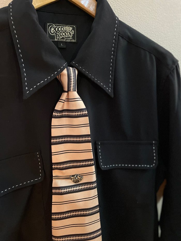 Long Sleeve 50's Style Hand Stitch Shirts ”Black