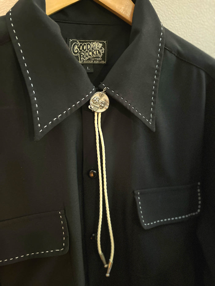 Long Sleeve 50's Style Hand Stitch Shirts  ”Black