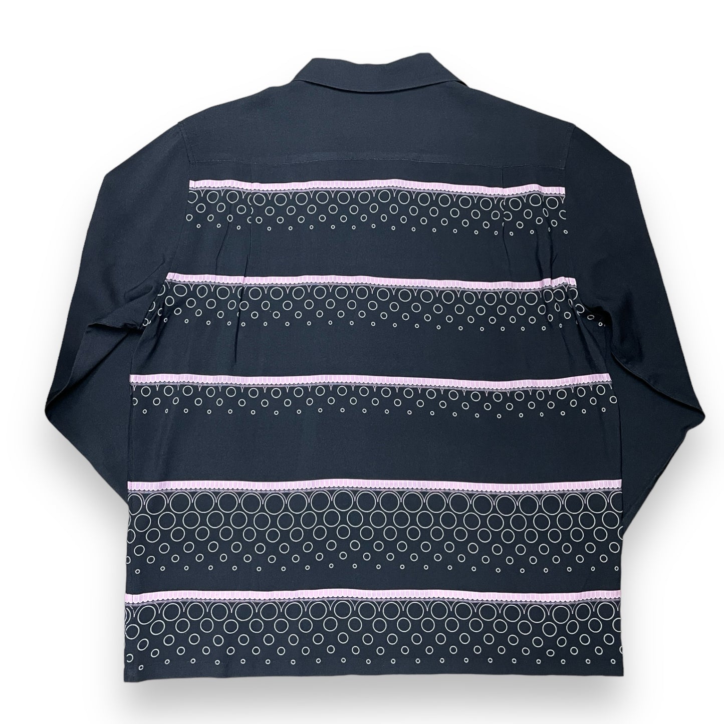 Long Sleeve Rayon Print Shirt「BLACK&PINK Bubble」/長袖レーヨンプリントシャツ「ブラック＆ピンクバブル」