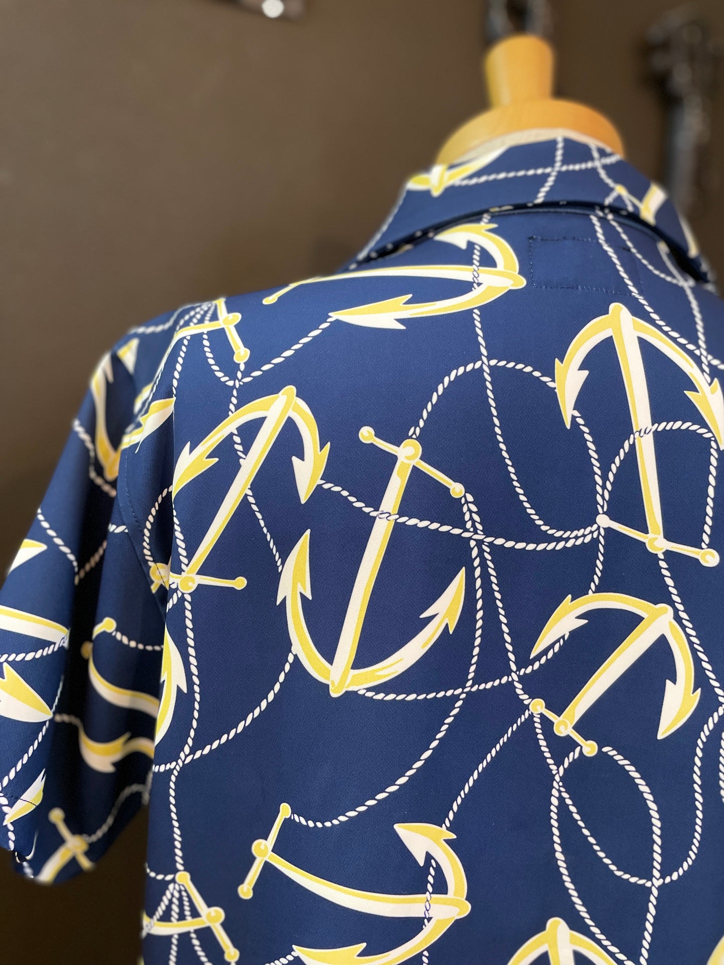 Short Sleeve Anchor Pattern Print Shirts /半袖アンカーパターンオープンカラーシャツ