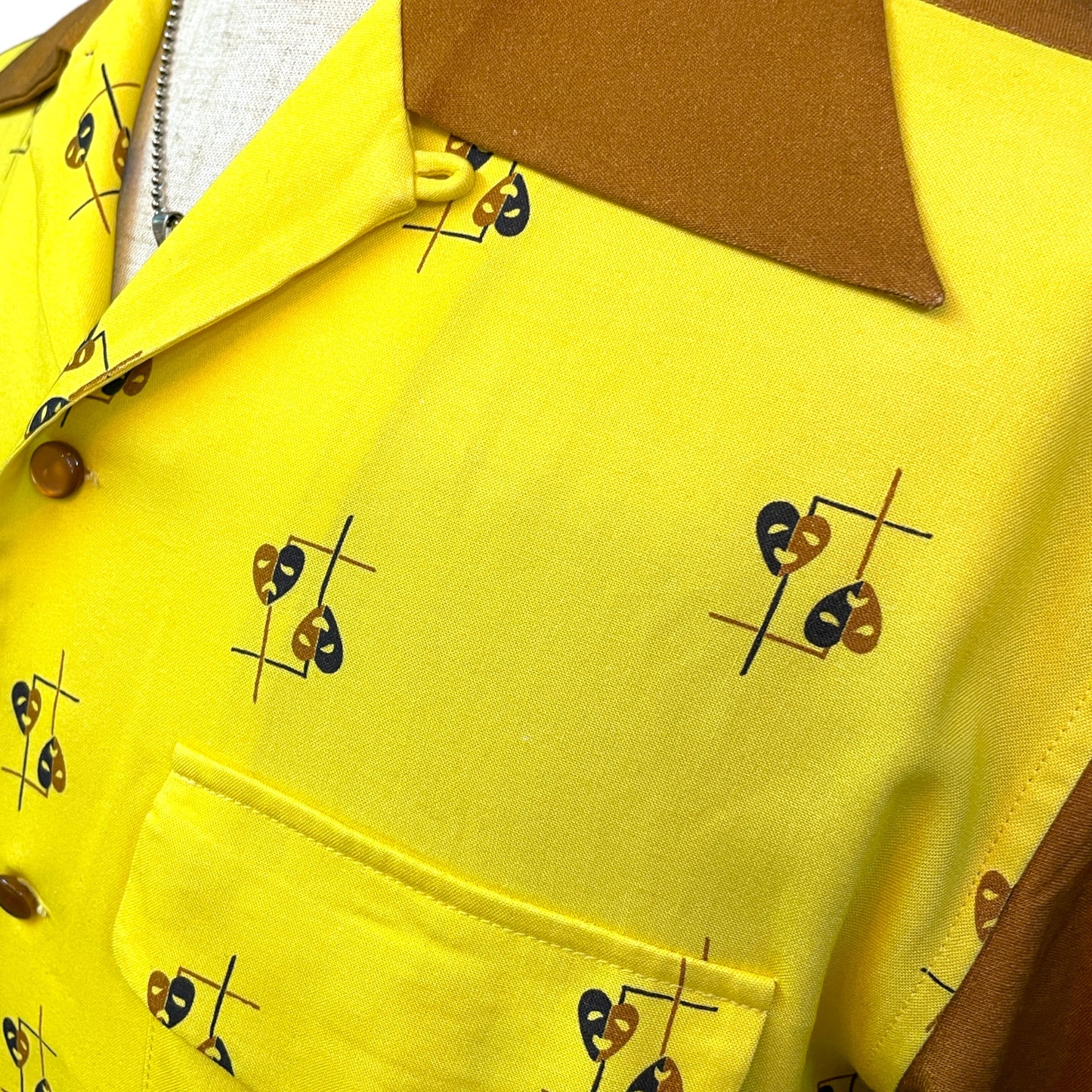 Long Sleeve Rayon Print Sports Shirt「Two Face」/長袖レーヨンプリント腰リブシャツ「トゥーフェイス」
