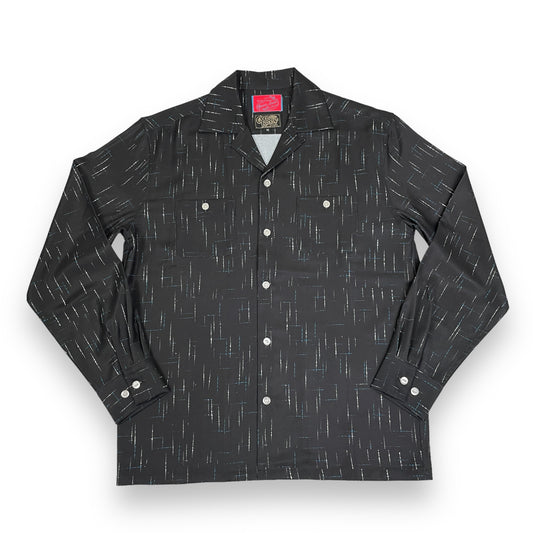 ＊ご予約受付中「Good Rockin'x Grace Land」 Collaboration Long Sleeve  Shirts ”SPLASHED PATTERN Black"/「グッドロッキンxグレースランド」コラボレーションオープンカラーカスリプリントシャツ"ブラック"