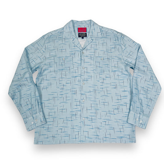 ＊ご予約受付中「Good Rockin'x Grace Land」 Collaboration Long Sleeve  Shirts ”SPLASHED PATTERN BLUE GRAY"/「グッドロッキンxグレースランド」コラボレーションオープンカラーカスリプリントシャツ"ブルーグレー"