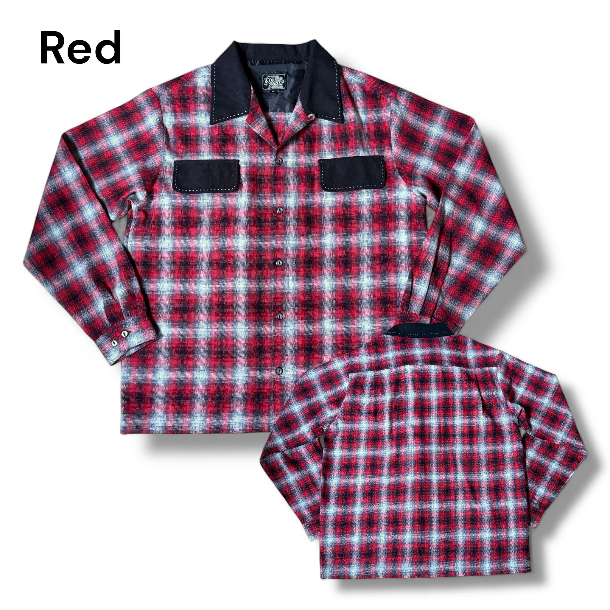 イタリア 購入 チェックシャツ シャドーチェック オープンカラー