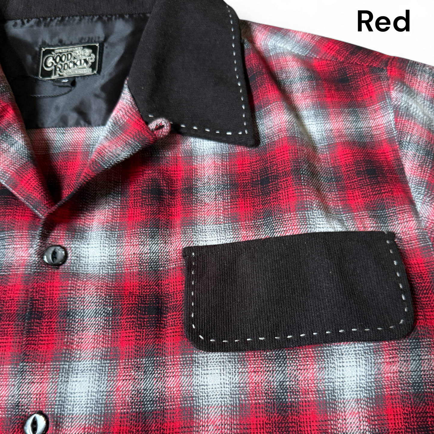 Long Sleeve  Shirts ” Ombre check "/長袖オンブレチェック＆ブラックオープンカラーシャツ