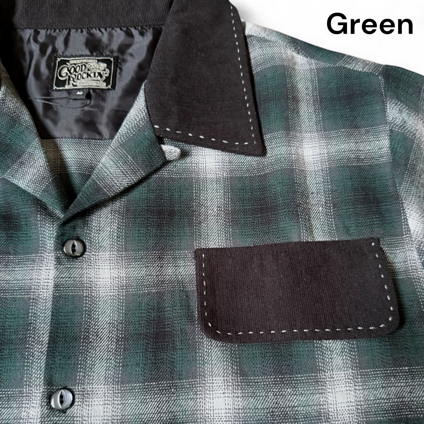 Long Sleeve  Shirts ” Ombre check "/長袖オンブレチェック＆ブラックオープンカラーシャツ