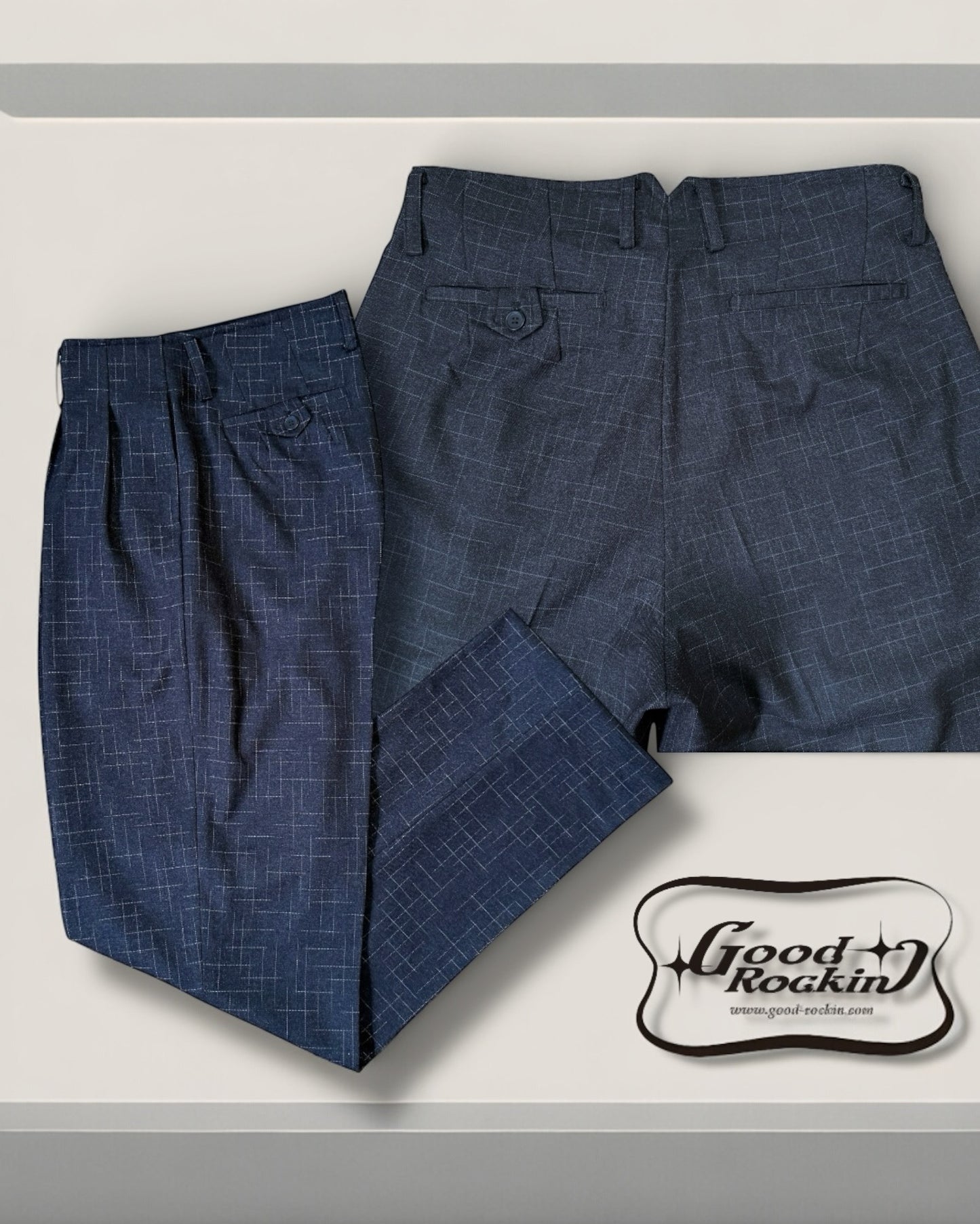 1950'S Style 2pleats trousers/ GRP-062カスリ織ツープリーツトラウザーズ