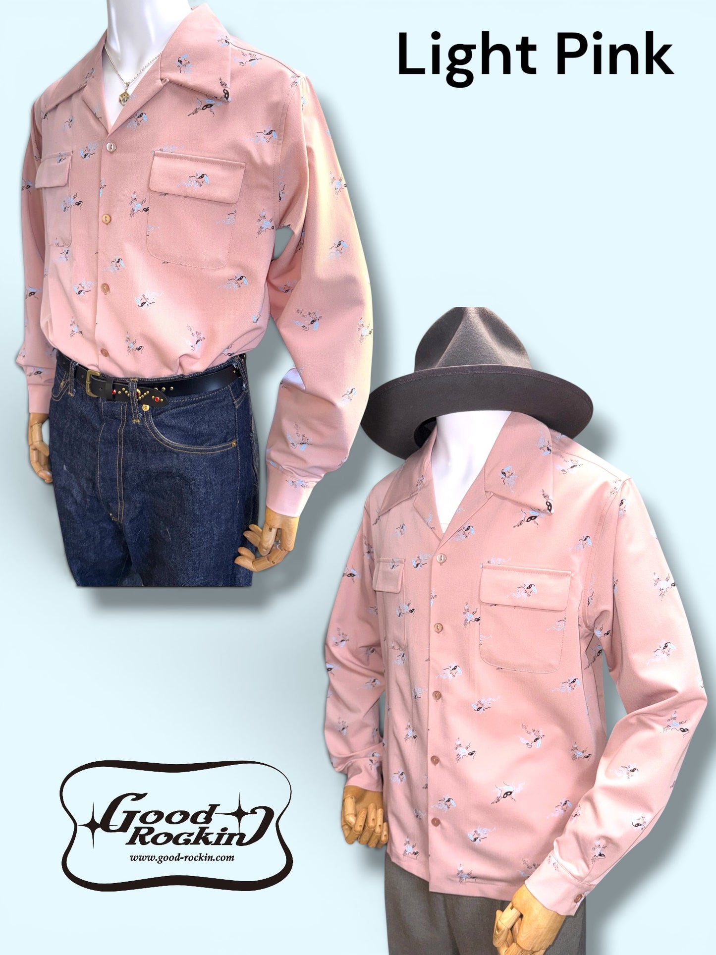 Long Sleeve Print Shirt "Harlequin Mask"/ヴィンテージスタイルプリントシャツ"Harlequin Mask"