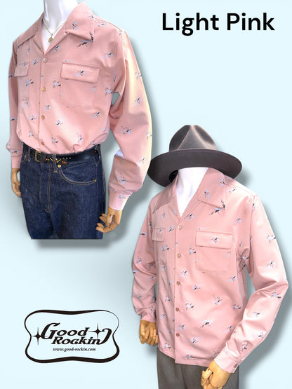 Long Sleeve Print Shirt "Harlequin Mask"/ヴィンテージスタイルプリントシャツ"Harlequin Mask"