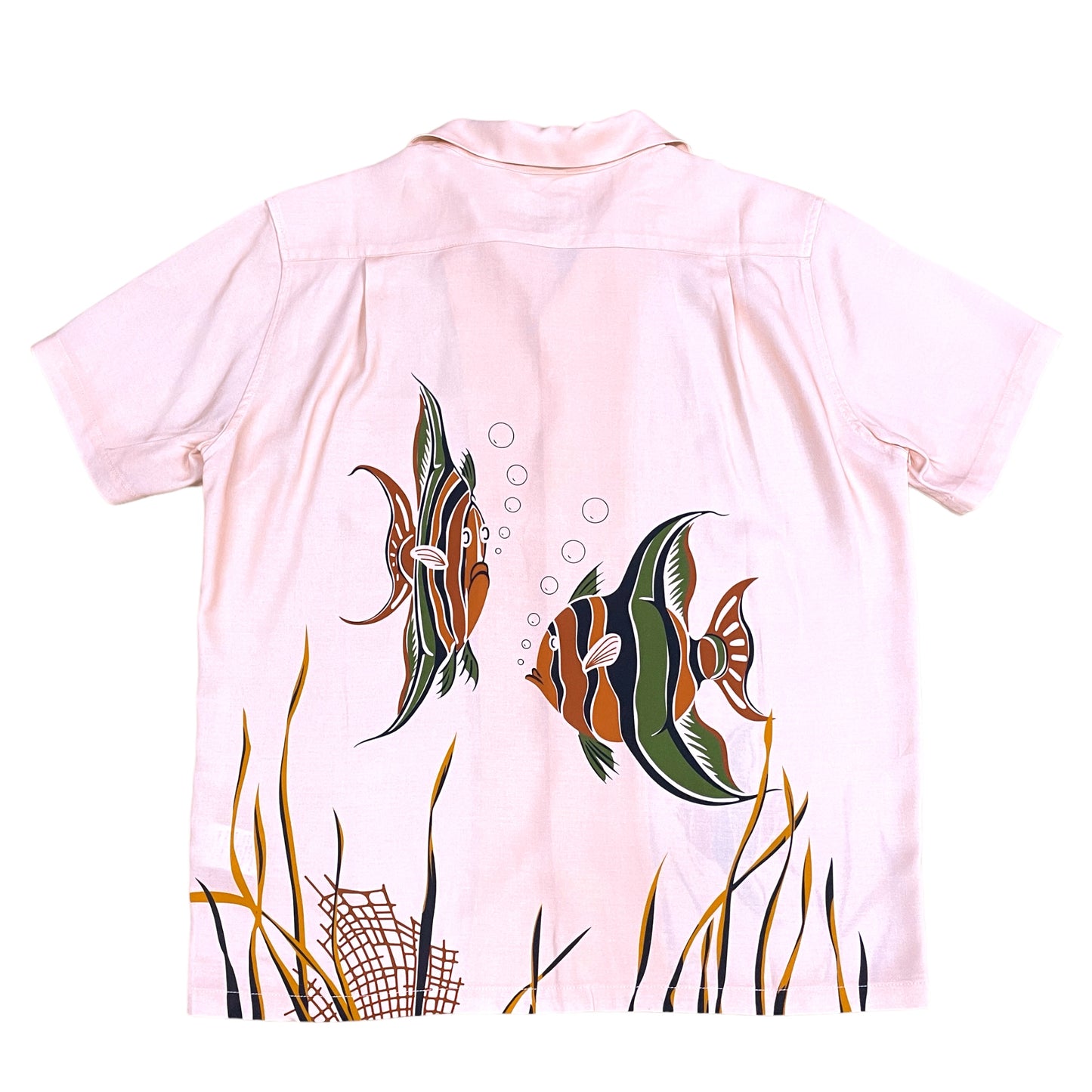 Short Sleeve Rayon Print Shirt "Tropical fish・Pink"