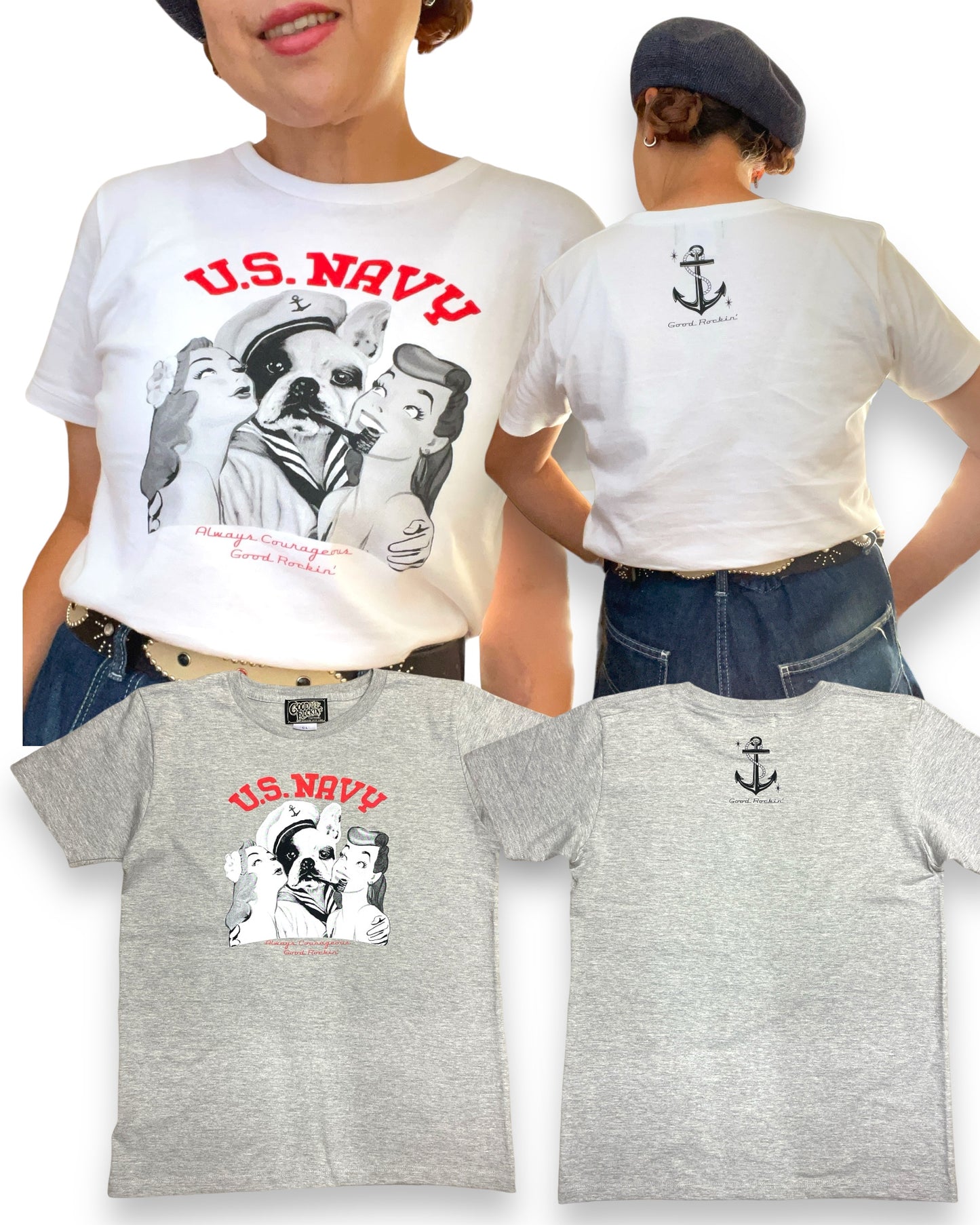 Short Sleeve Ladies Tee Shirt GRC-318/"US.NAVY"レディースTシャツ