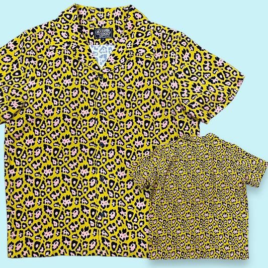 Short Sleeve Rayon Print Shirt "Leopard Yellow"