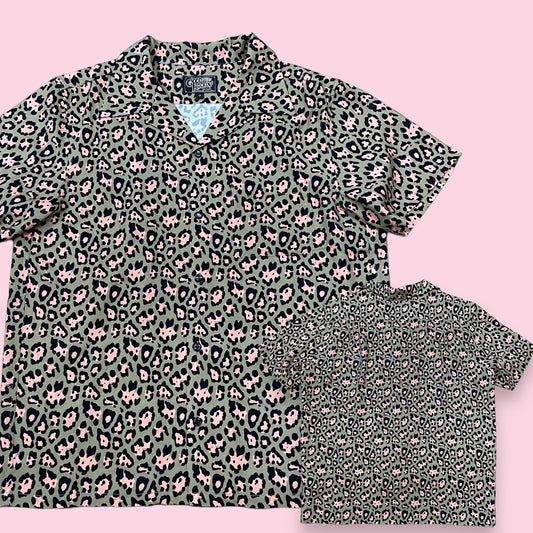 Short Sleeve Rayon Print Shirt "Leopard Gray"