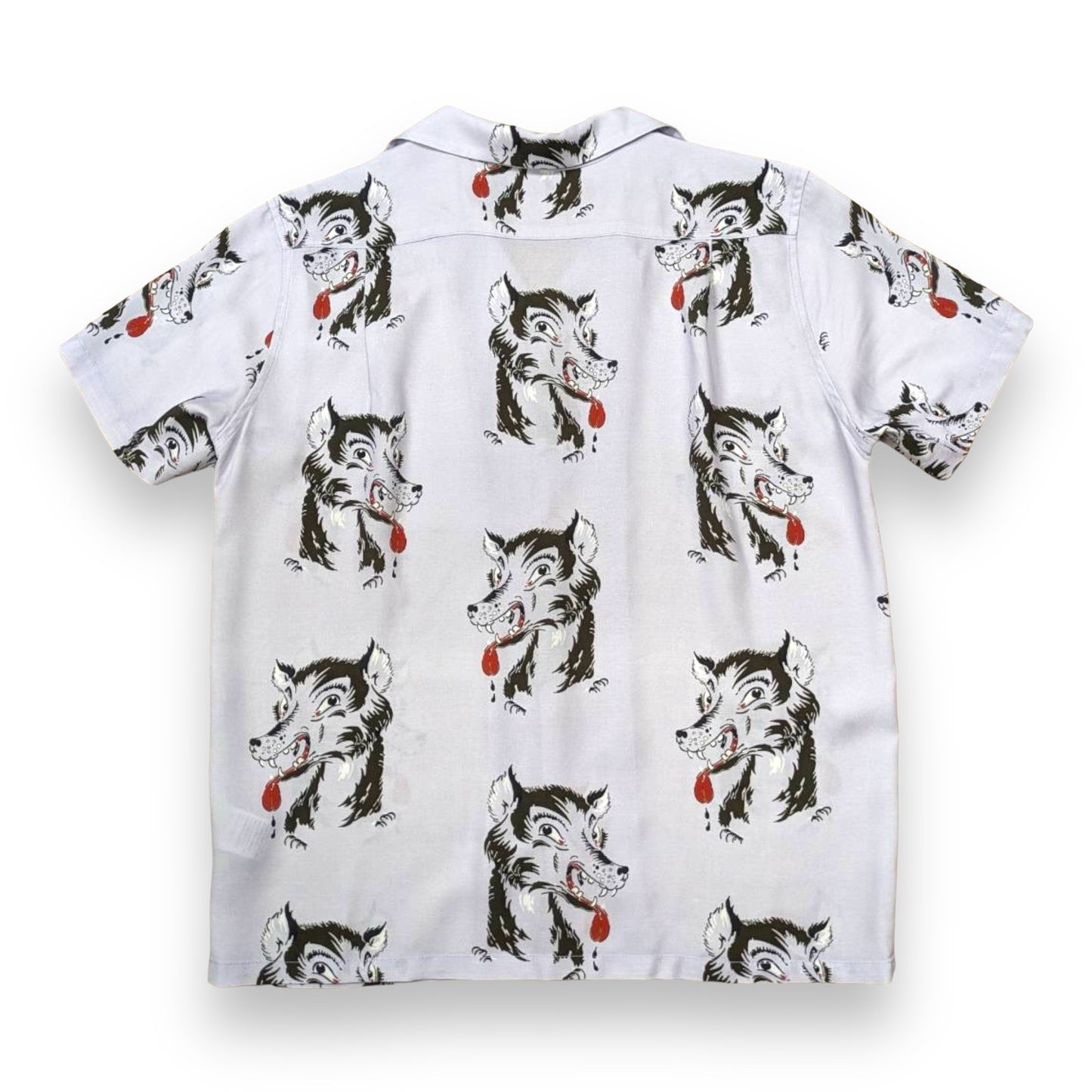 Short Sleeve Rayon Print Shirt "WOLF・Light Purple"