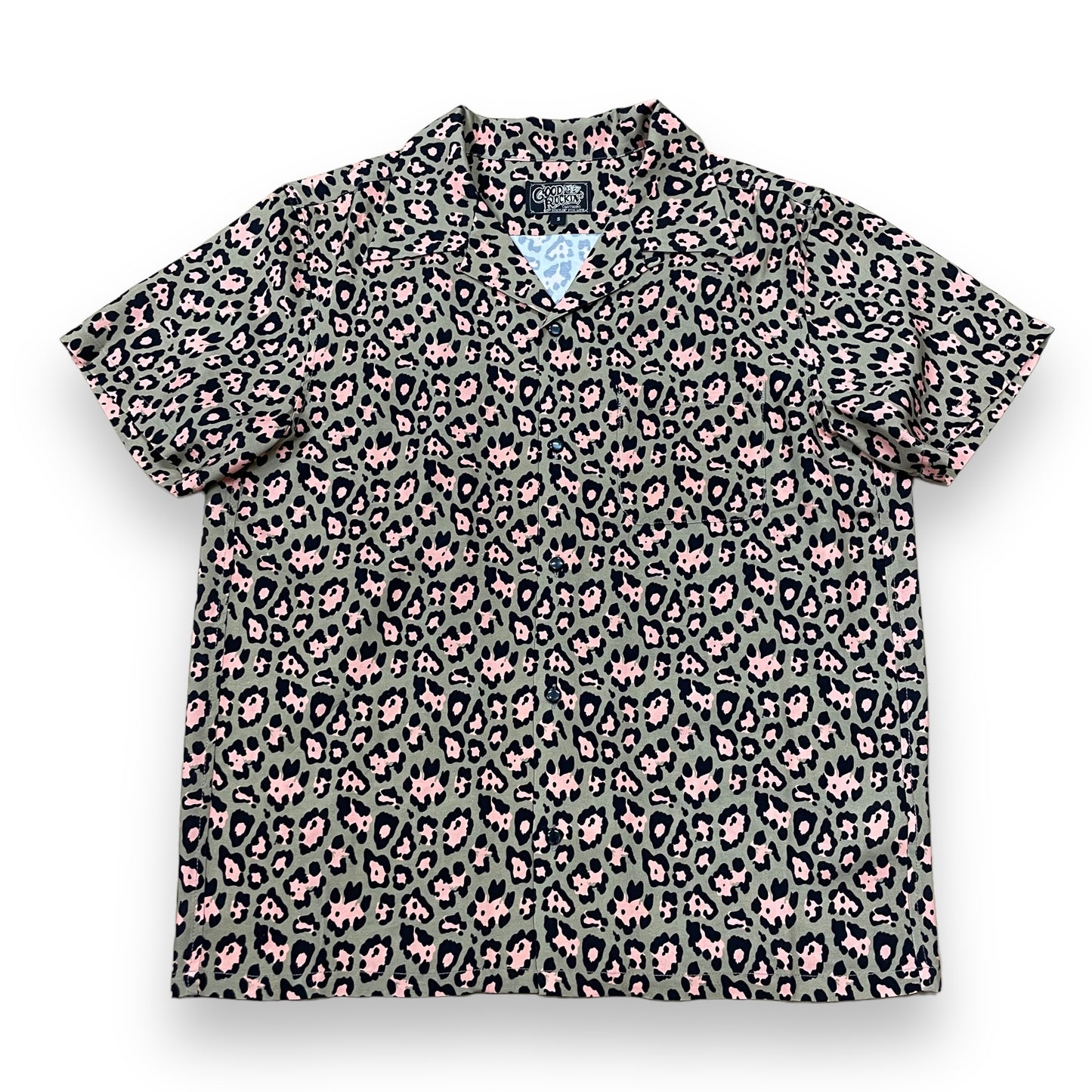 Short Sleeve Rayon Print Shirt "Leopard Gray"