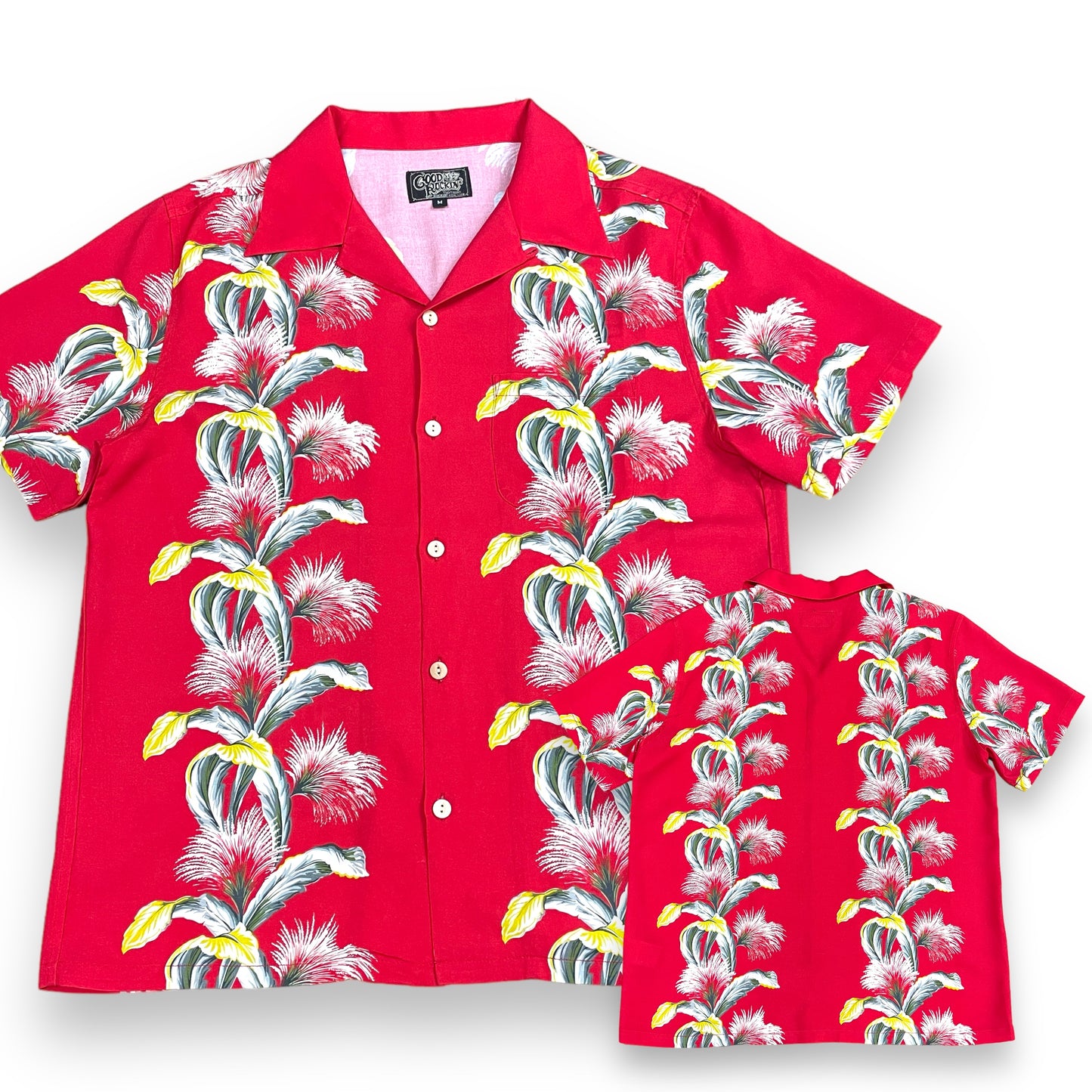 Short Sleeve Rayon Print Shirt "Tropical Flower Red"