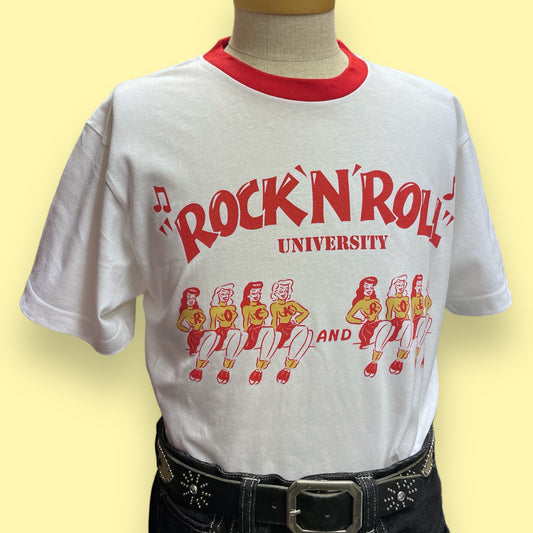 Short Sleeve Tee Shirt  GRC-316/半袖Ｔシャツ"R&R Universityト"ホワイ＆レッドトリム"