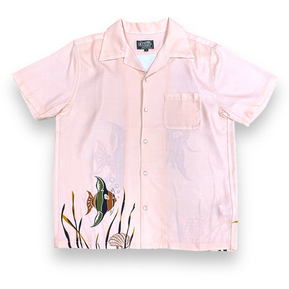 Short Sleeve Rayon Print Shirt "Tropical fish・Pink"