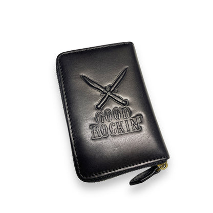 Leather Small Round Zip Wallet "Rock'n'Roll"/レザーエンボススモールラウンドジップウォレット"ロックンロール"