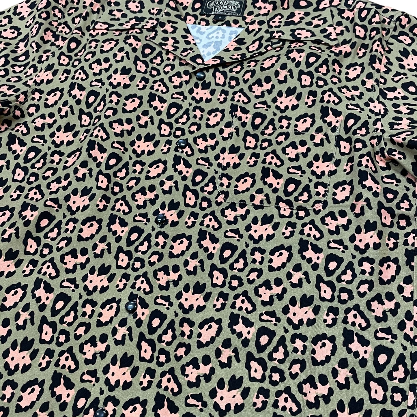 Short Sleeve Rayon Print Shirt "Leopard Gray"