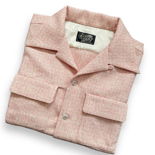 ＊ご予約受付中Long Sleeve Open Color  Shirt/’50sスタイル霜降りオープンカラーシャツ「サーモンピンク」