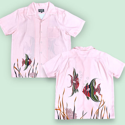 Short Sleeve Rayon Print Shirt "Tropical fish・Pink"