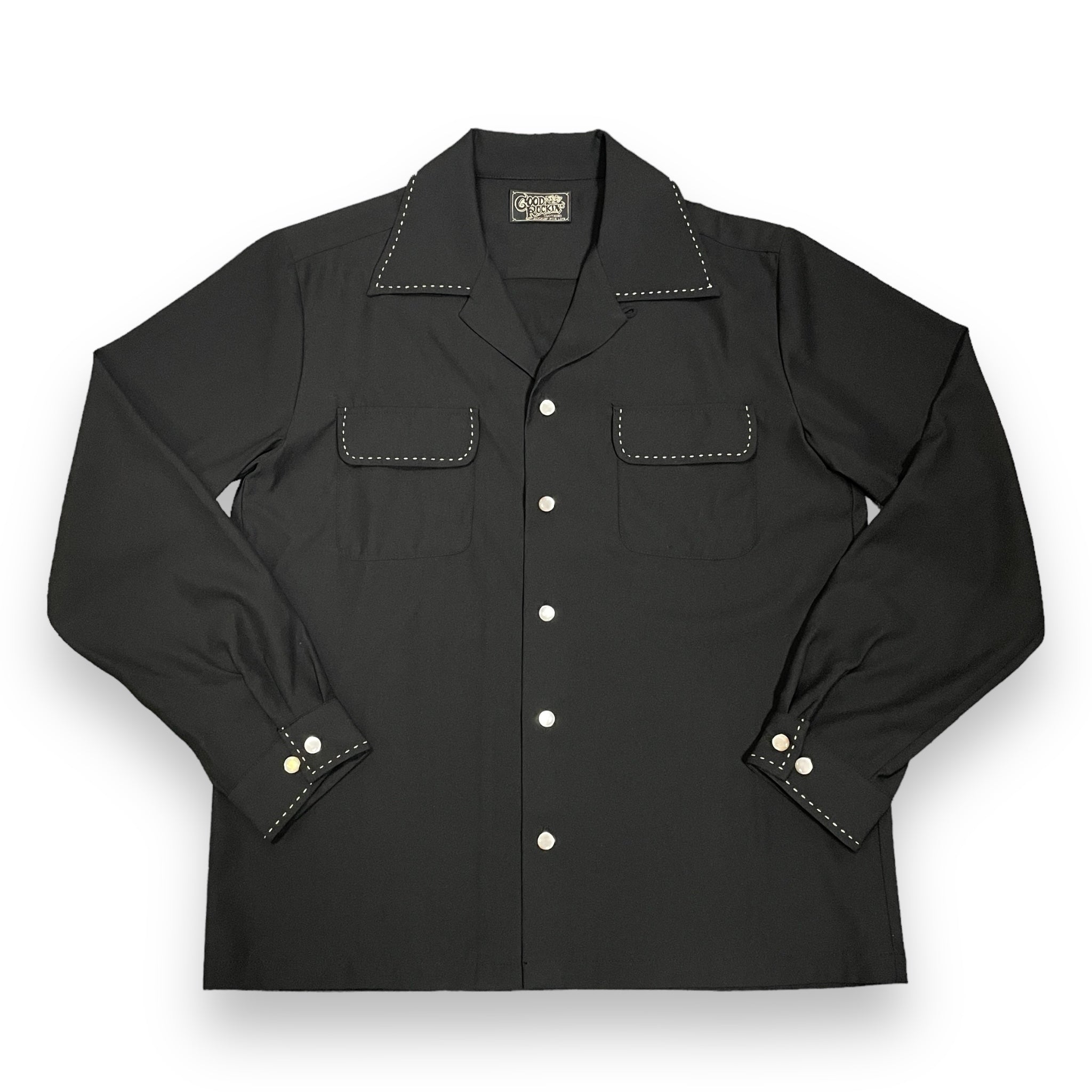 ご予約受付中Long Sleeve Shirt「Stitch」/長袖オープンカラーシャツ「ハンドステッチ・ブラック」 – GOOD ROCKIN'