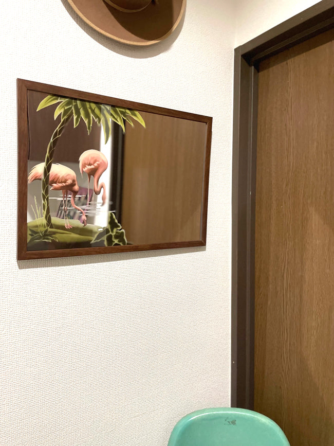 Midcentury Style Wall Deco Mirror "Flamingo"