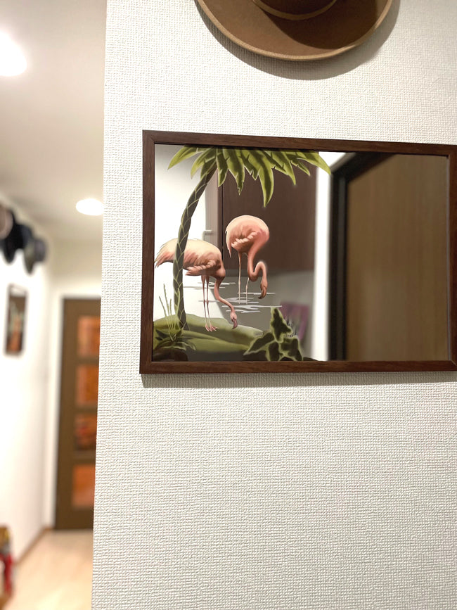 Midcentury Style Wall Deco Mirror "Flamingo"