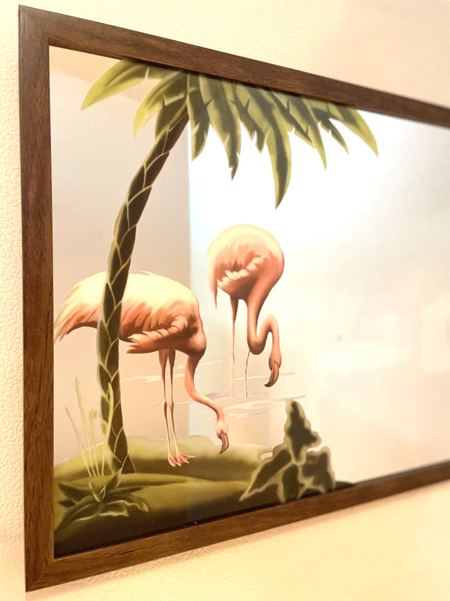 Midcentury Style Wall Deco Mirror "Flamingo"