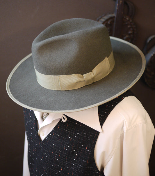 Piping Wide Brim Front Pinch Hat "GRAY"