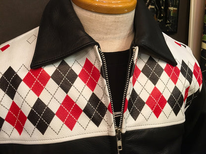 Leather Jacket "VINTAGE ARGYLE PATTERN"