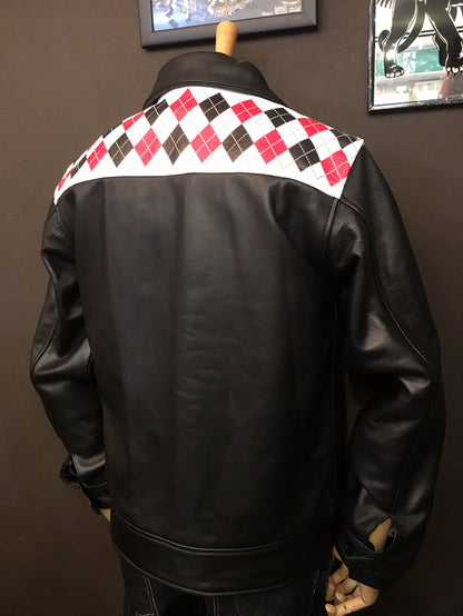 Leather Jacket "VINTAGE ARGYLE PATTERN"