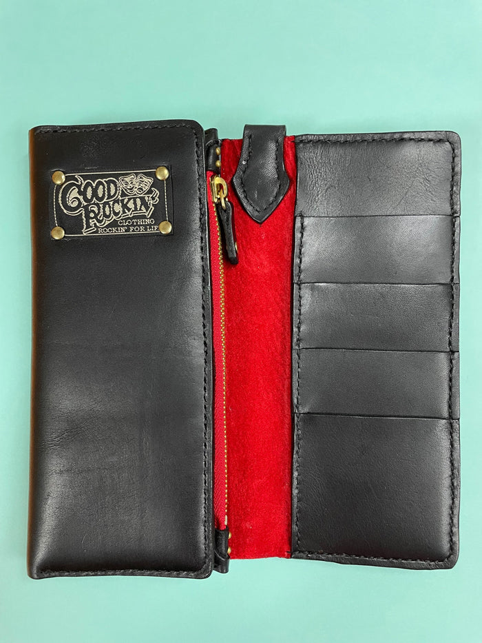 Leather Studs Long Wallet 