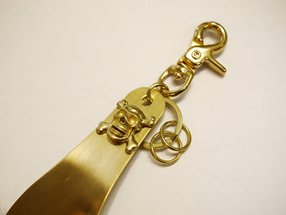 Brass Shoehorn Key Ring "Skull"