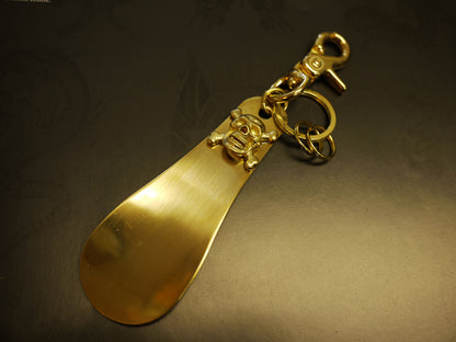 Brass Shoehorn Key Ring "Skull"