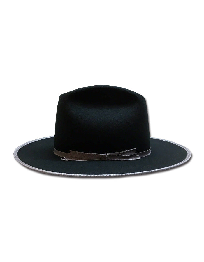 Vintage Style Flat Brim Cowboy Hat "BLACK"