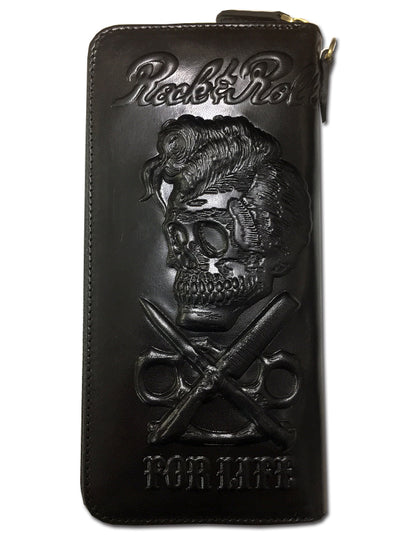 Leather Emboss Wallet "R&R SKULL"/レザーエンボスウォレット"ロックンロールスカル"