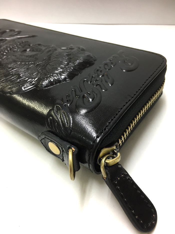Leather Emboss Wallet "R&R SKULL"/レザーエンボスウォレット"ロックンロールスカル"
