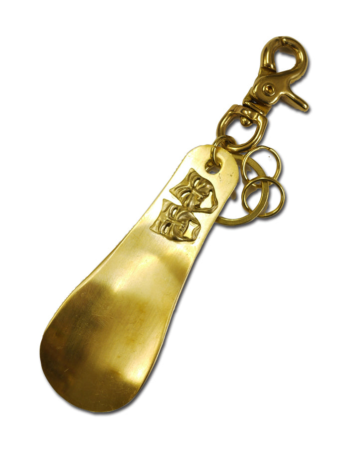 Brass Shoehorn Key Ring "Horseshoe&Dice"